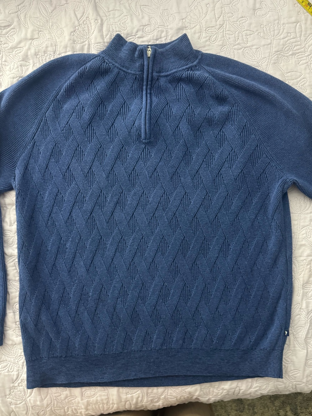 Tommy Bahama Men's Slate Blue Half-Zip Crewneck Sweater